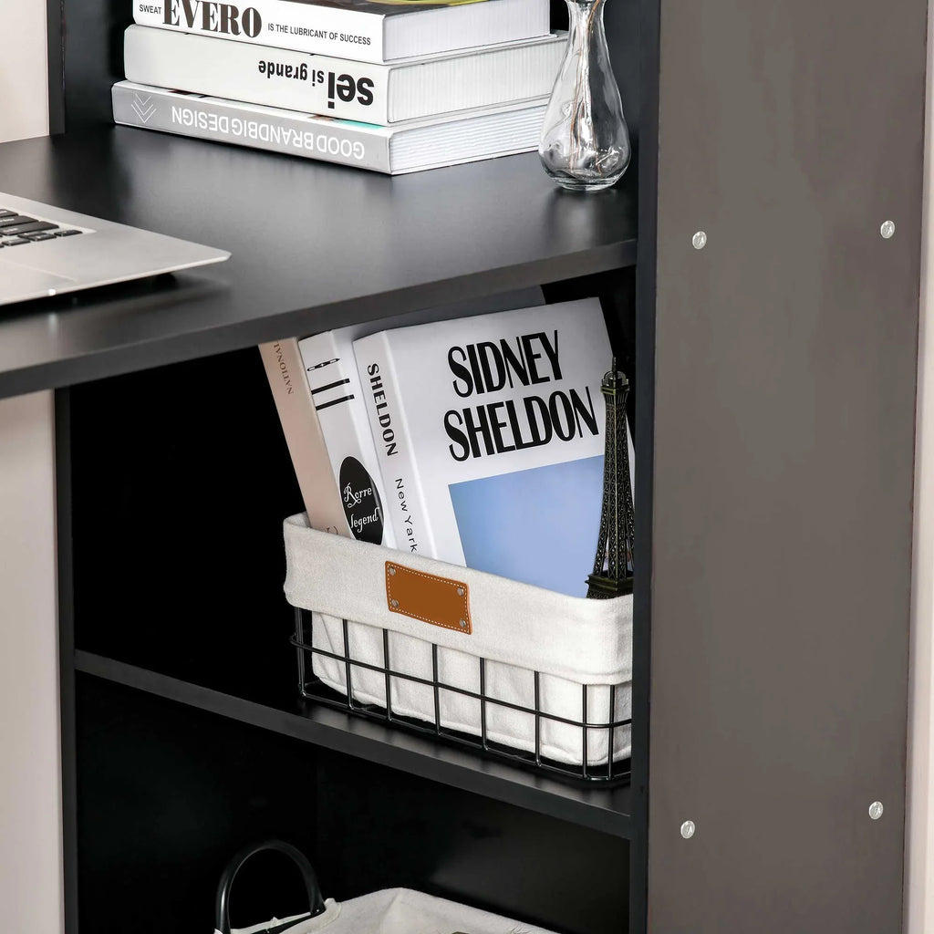 Escritorio de Ordenador Moderno de 120 cm con Estantería, Mesa de Estudio y Estación de Trabajo con 6 Estantes, Negro