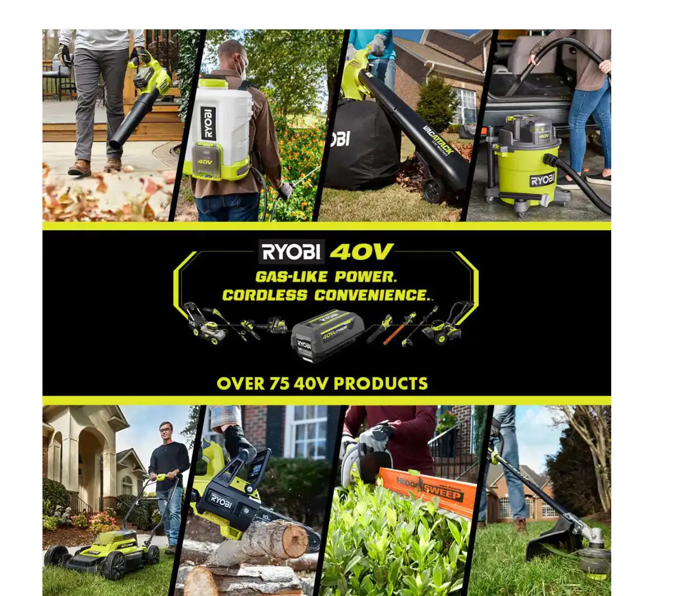 2025 RYOBI RY40451-2B Aspirador/Soplador inalámbrico Vac Attack 40V con (2) baterías 5,0 Ah y (1) cargador