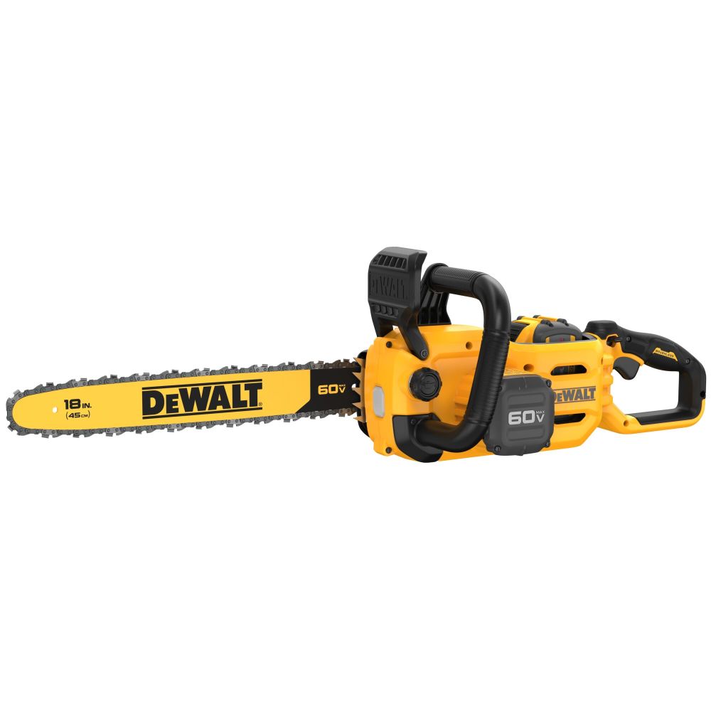 Motosierra inalámbrica DEWALT 60V MAX, barra de 18", motor sin escobillas, batería incluida