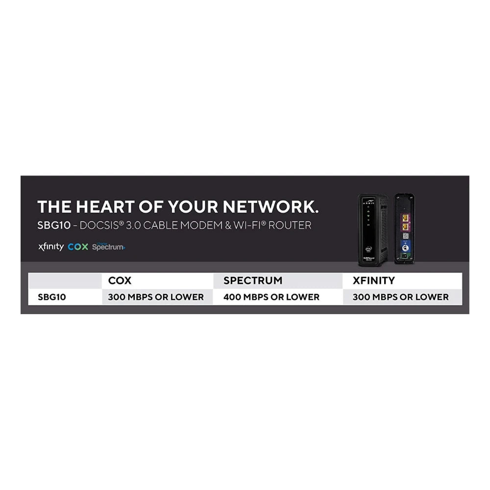 Arris SURFboard SBG10 Módem de Cable DOCSIS 3.0 y Router Wi-Fi de Banda Dual AC1600