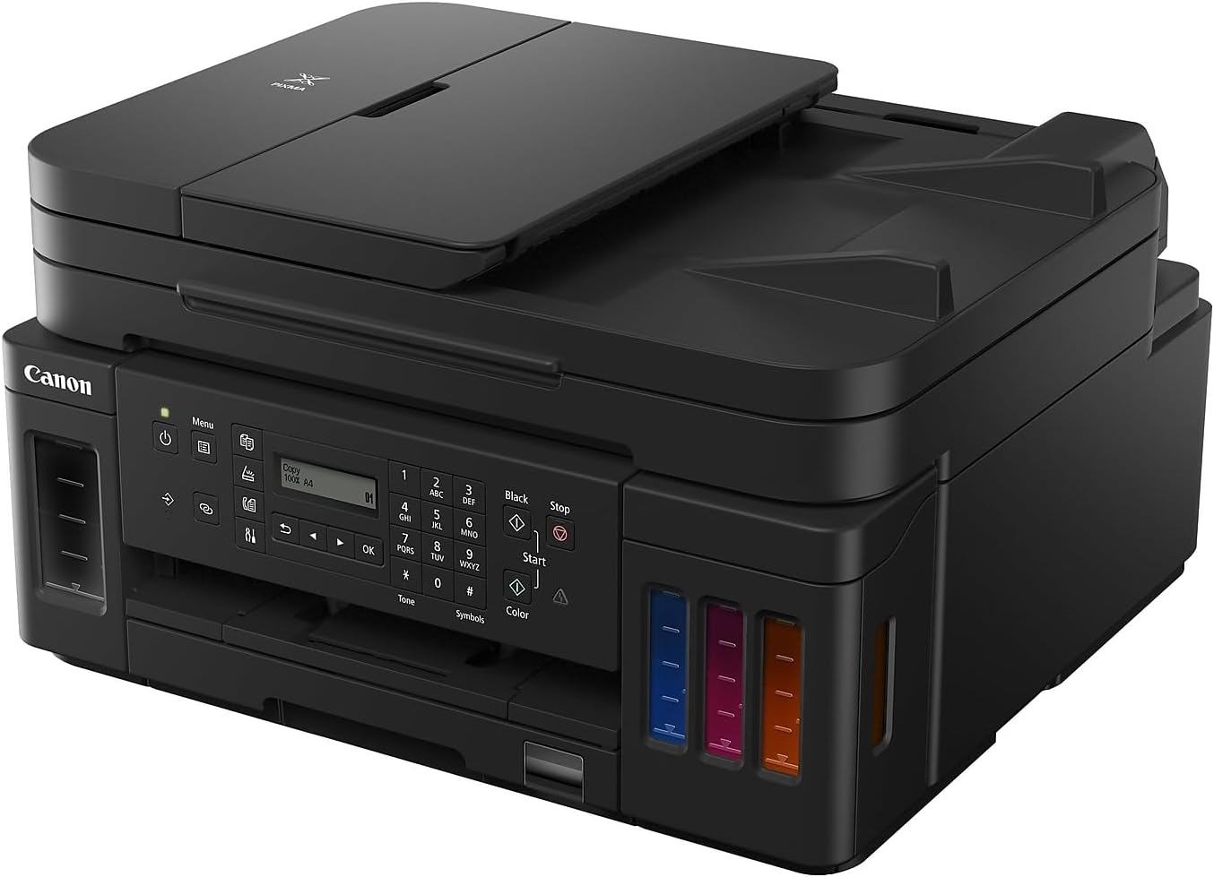 Impresora Todo en Uno para Oficina en Casa | Impresora Super Tanque Inalámbrica | Copiadora | Escáner | Fax y ADF con Impresión Móvil, Negra, Compatible con Alexa
