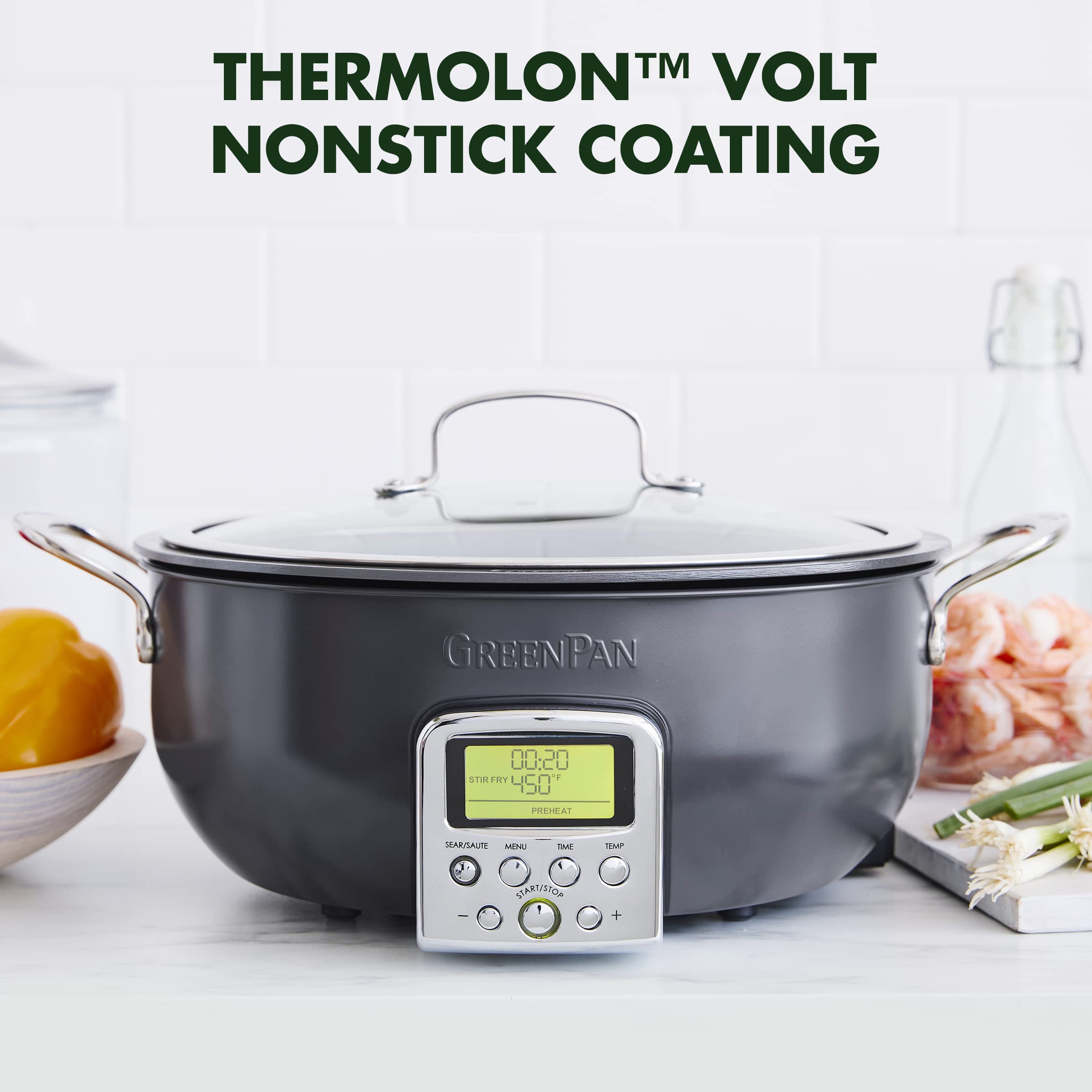 2025 GreenPan Essential Stir Fry Eléctrico, Apta para Lavavajillas