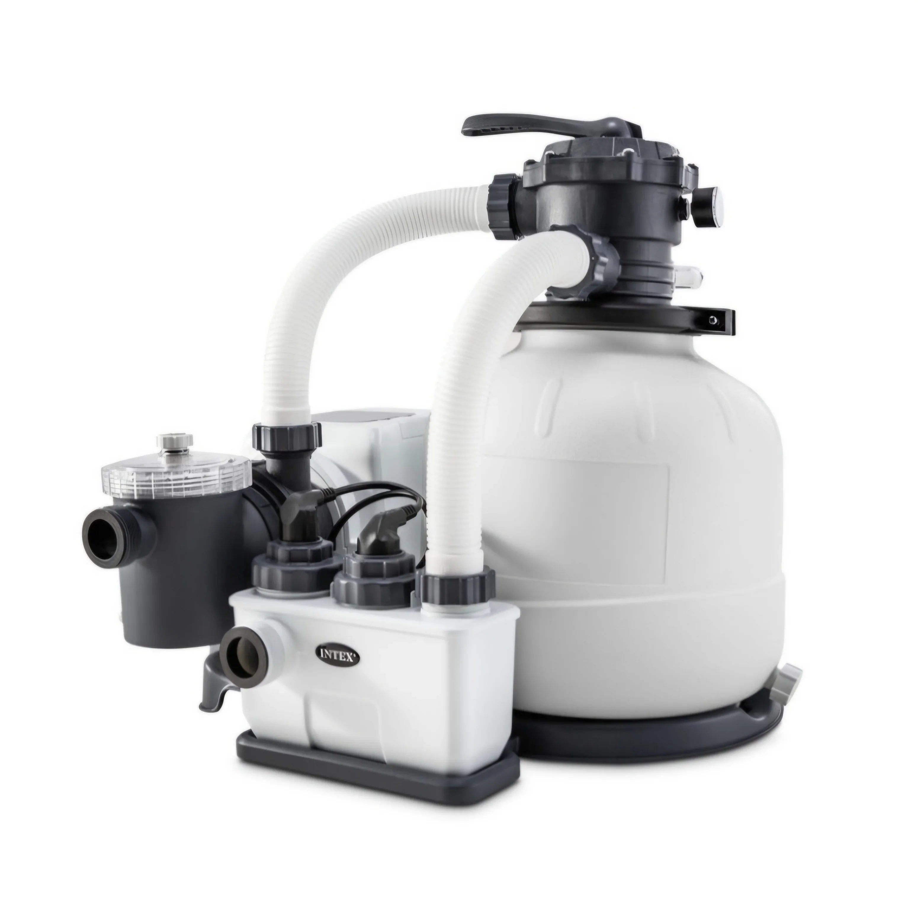 Bomba de filtro de arena Intex Krystal Clear™ de 8,500 galones y sistema de cloro para piscina de agua salada