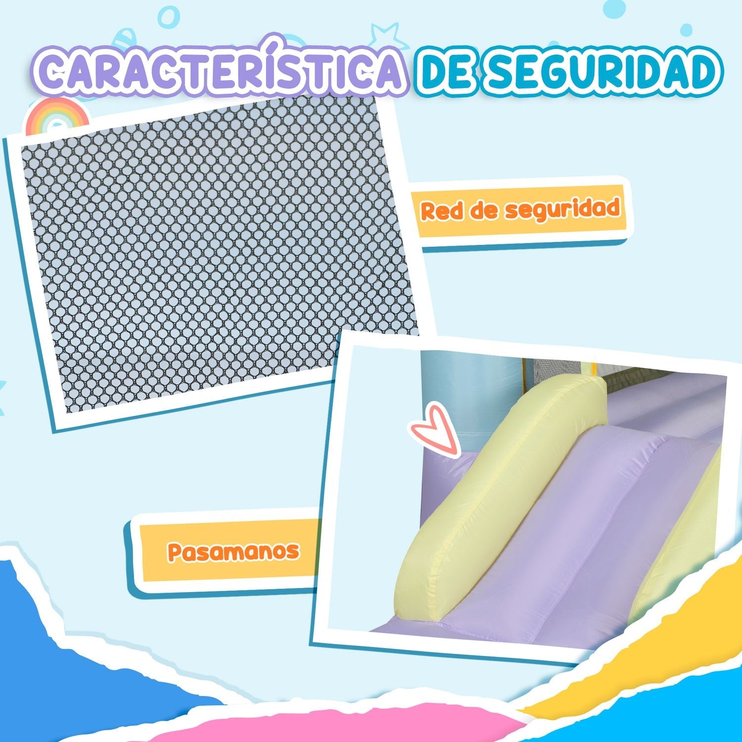 Castillo Hinchable Para Niños Con Soplador Multicolor Aiyaplay