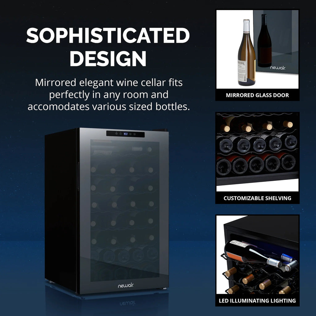 2025 Refrigerador de Vinos Independiente Newair – Negro (51 botellas)