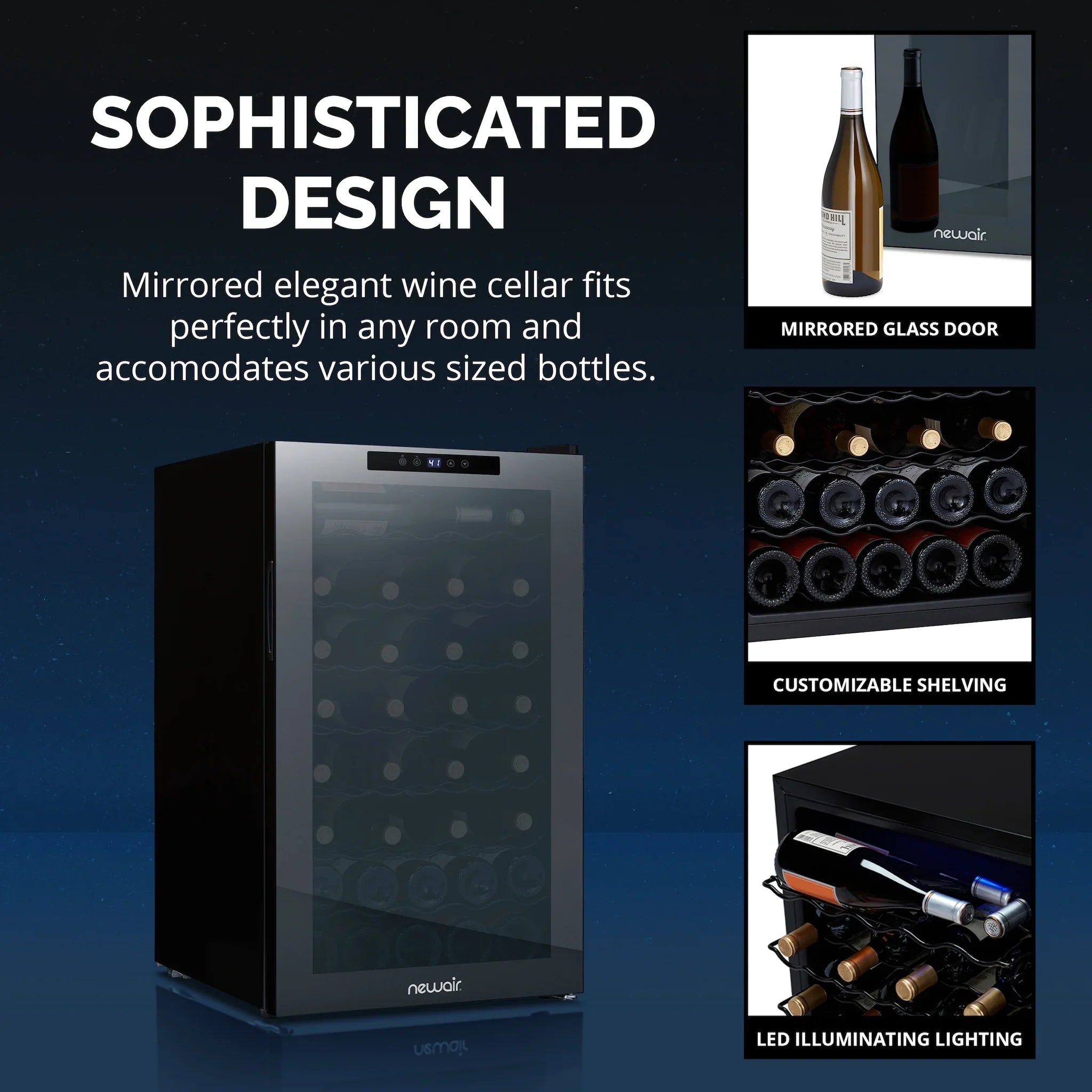 2025 Refrigerador de Vinos Independiente Newair – Negro (51 botellas)