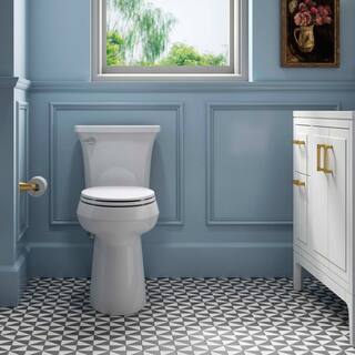 Inodoro KOHLER Extra Alto Highline Arc de Dos Piezas con Descarga Simple 1,28 GPF, Alargado, Blanco (Asiento Incluido)
