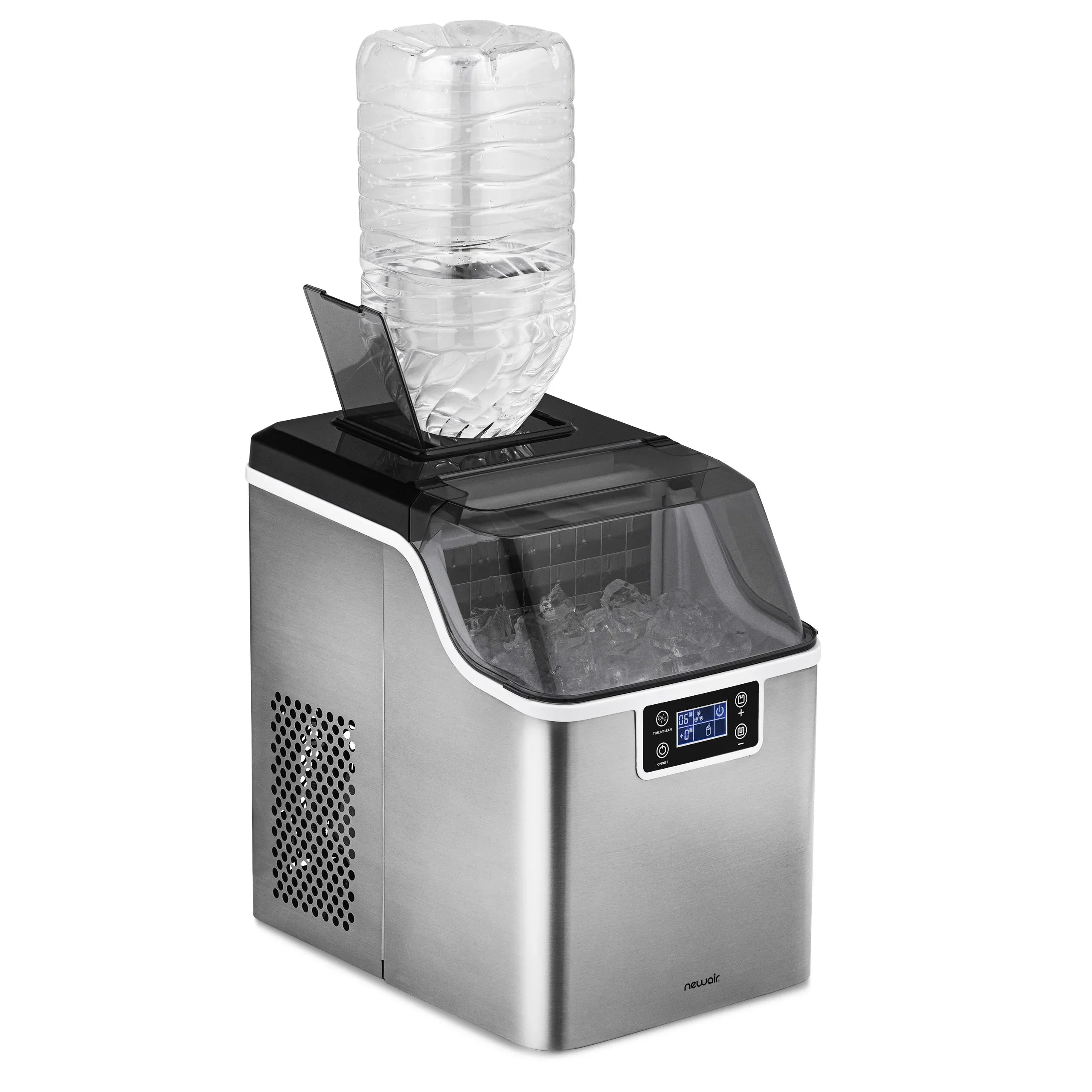 2025 Máquina de hielo de mostrador Newair® – Hielo transparente, 20 kg/día – Acero inoxidable