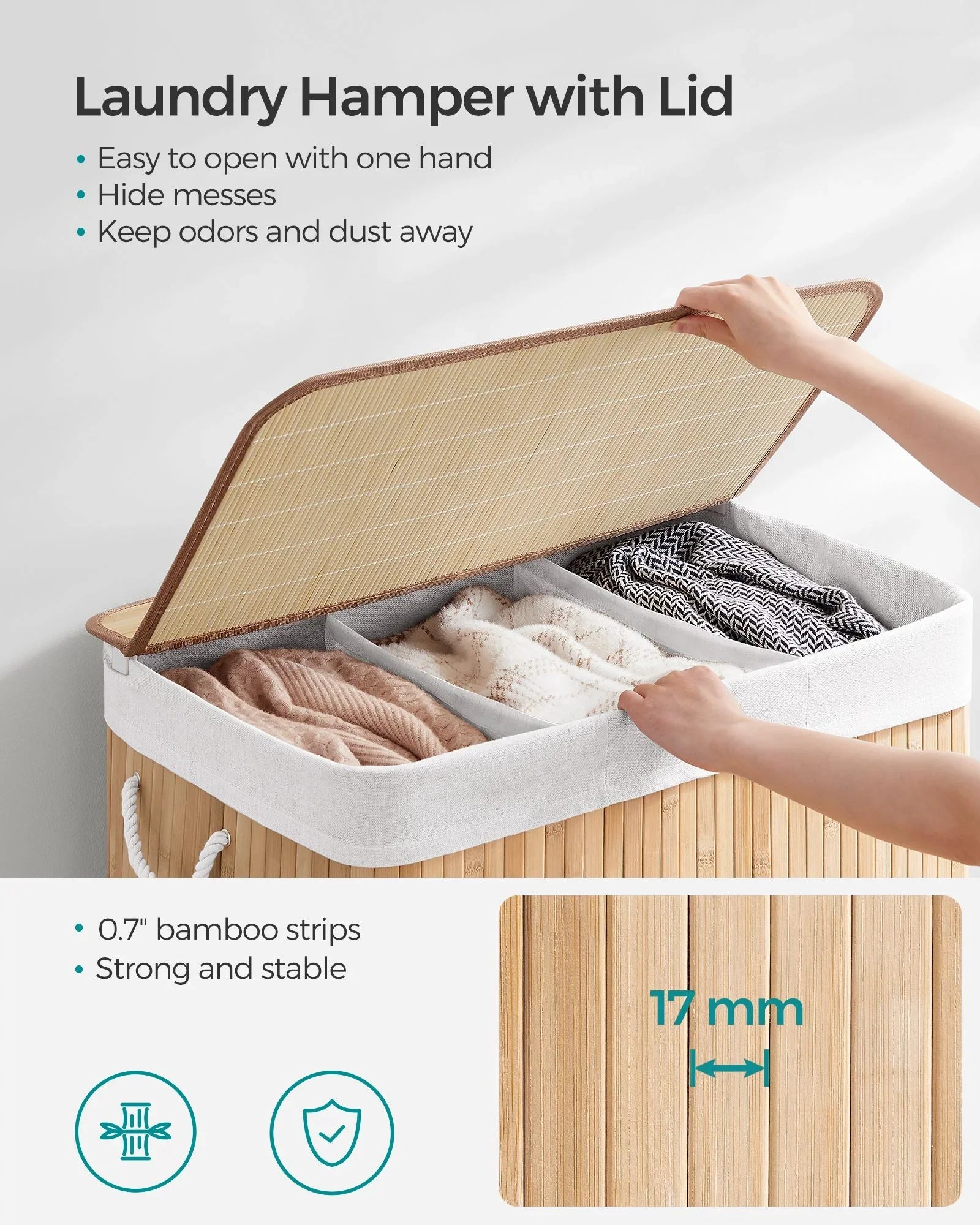 025 Juego de 3 cestos para ropa con tapa