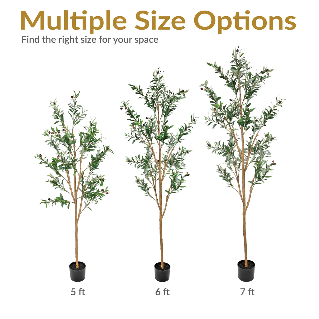 2025 Árbol de olivo artificial en maceta con hojas de seda de Sunnydaze