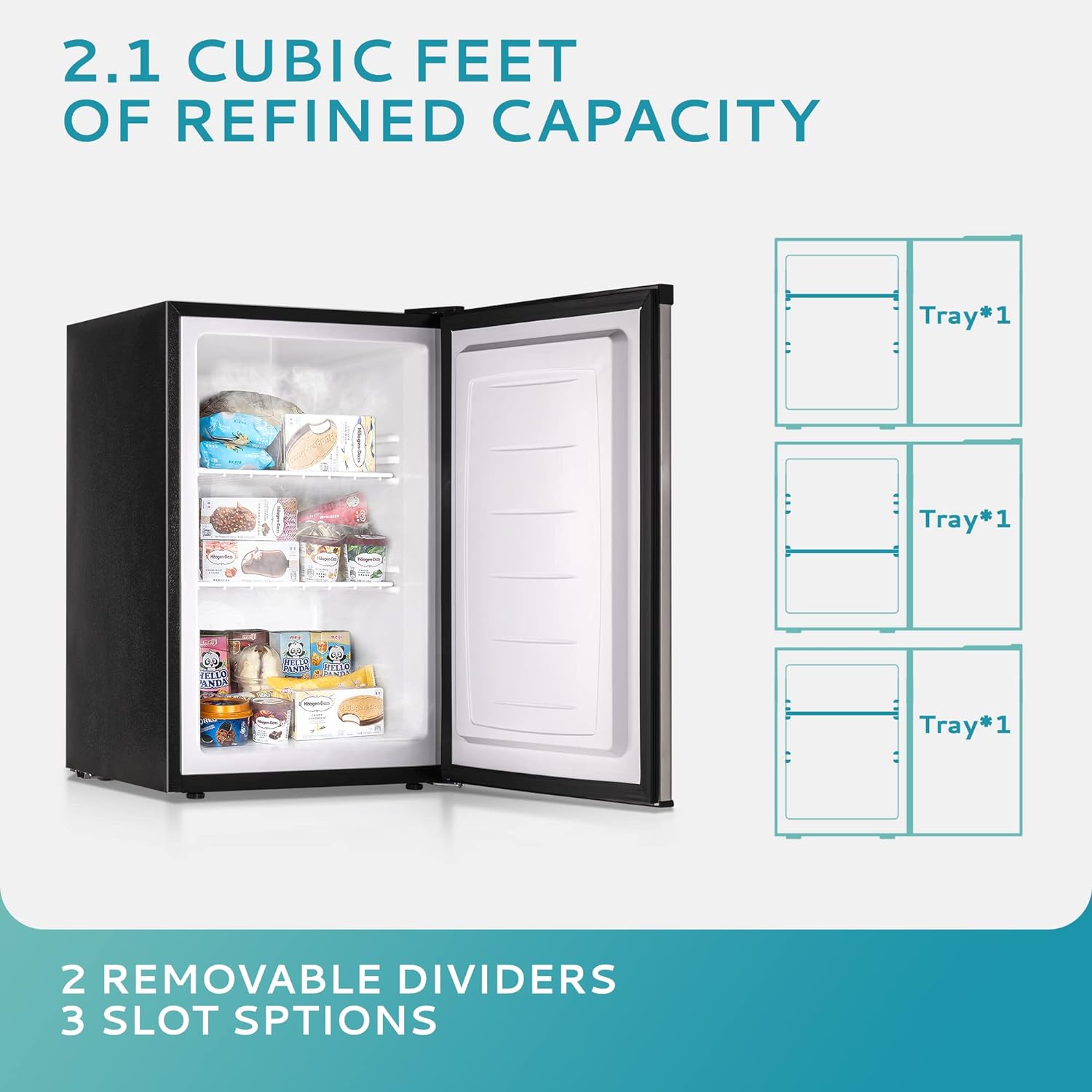 Congelador Vertical, 3.0 Pies Cúbicos, Congelador Mini Compacto de Una Puerta con Puerta Reversible de Acero Inoxidable, Congelador Pequeño para Hogar/Dormitorios/Apartamento/Oficina (Plateado)