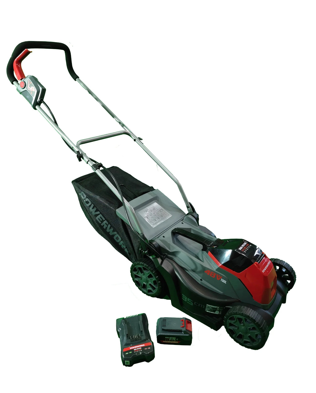 2025 Cortacésped inalámbrico Powerworks P48LM35K2 48 V, batería 48 V/2 Ah y cargador incluidos