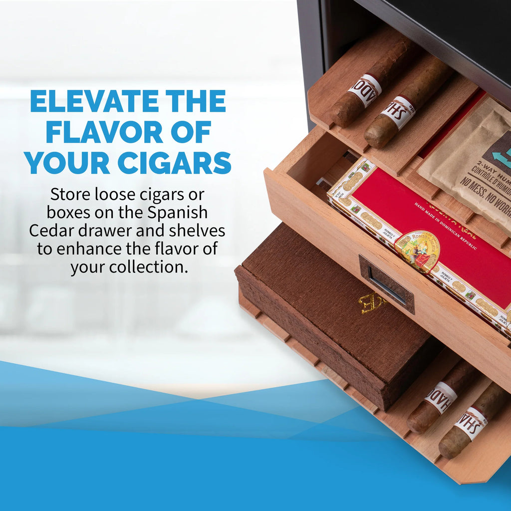 2025 Humidor eléctrico para puros Newair® con Opti-Temp™, capacidad para 250 puros