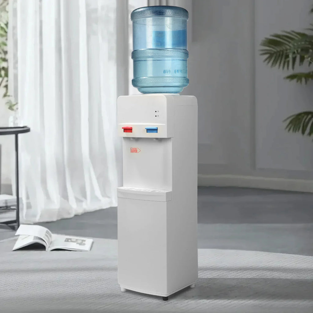 2025 Fuente de agua de carga superior para botellas de 3–5 galones – Agua caliente y fría con seguridad infantil – Blanca
