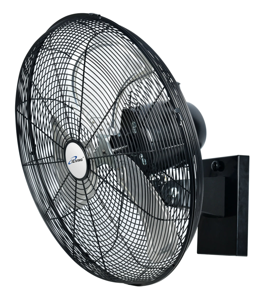 2025 Ventilador mural oscilante de alta velocidad iLIVING de 20" para exterior – 4750 CFM, motor resistente a condiciones extremas, velocidad variable, ideal para taller, garaje, veranda, uso comercial e industrial, 20 pulgadas, color negro