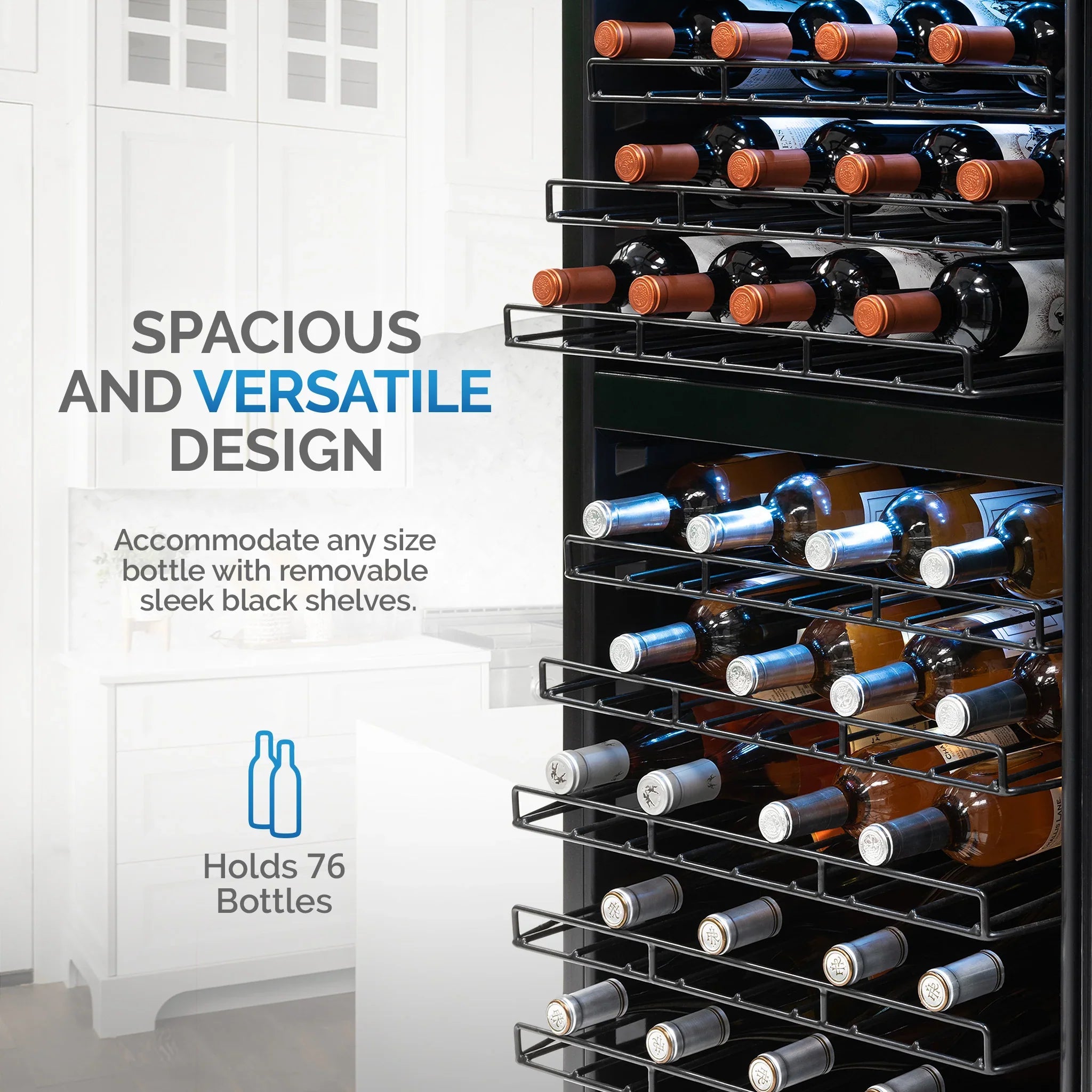 2025 Refrigerador de Vinos Independiente Newair® de Acero Inoxidable – 76 Botellas – 23" con Doble Zona