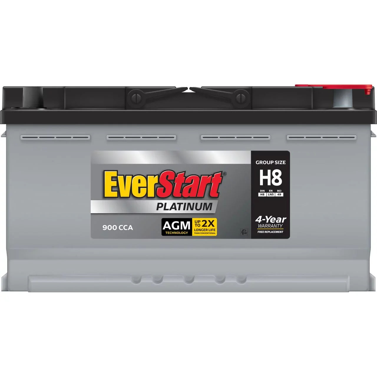 2025 Batería EverStart Platinum AGM en Caja, Tamaño de Grupo H8 / LN5 / 49, 12 Voltios, 900