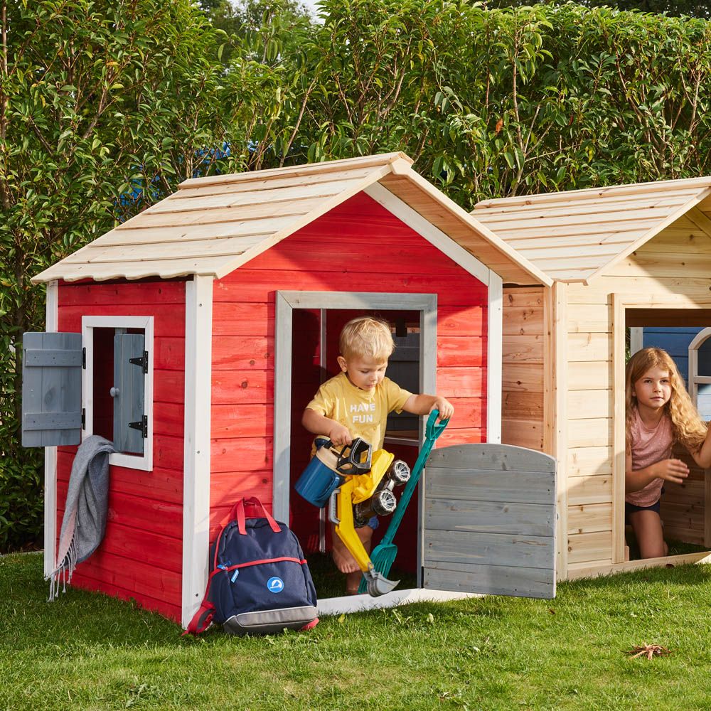 Caseta Madera Infantil Jardín 118,2  X 138  X 132,5 Cm - Rojo