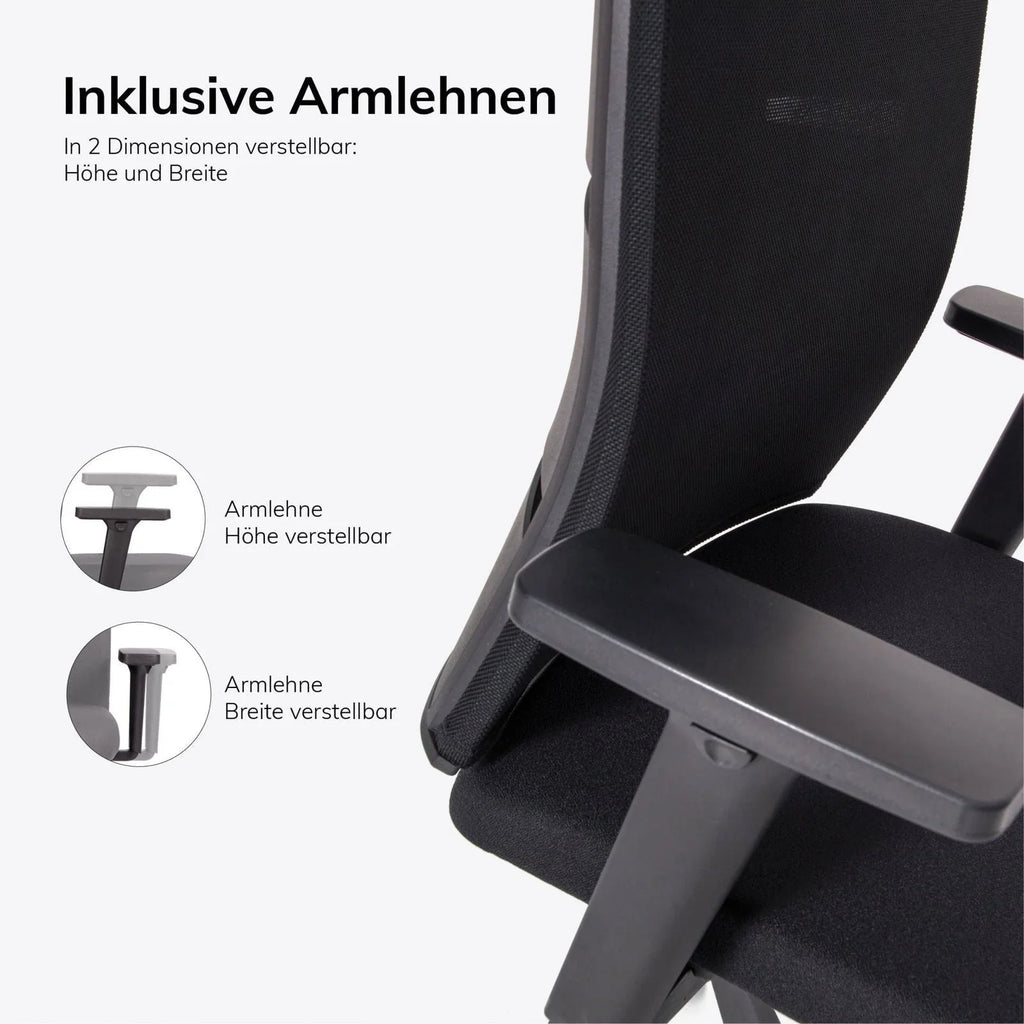 2025 Silla de Oficina Ergonómica lento Agilis MT12 con Base de Patas en Cruz Negra – Garantía de 30 Años – Fabricada en Alemania