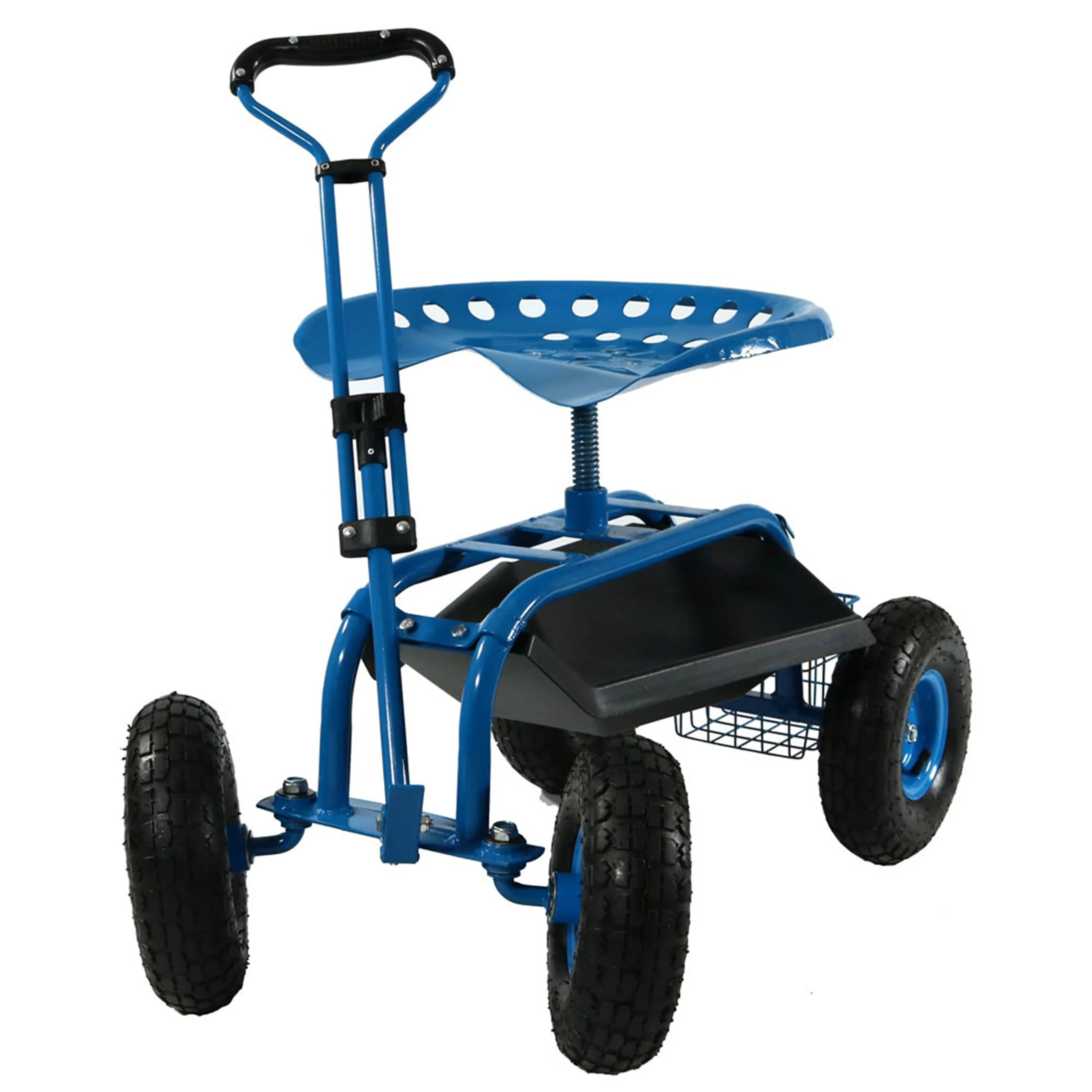 2025 Carrito de Jardín Rodante Sunnydaze con Asiento Giratorio y Manillar de Dirección