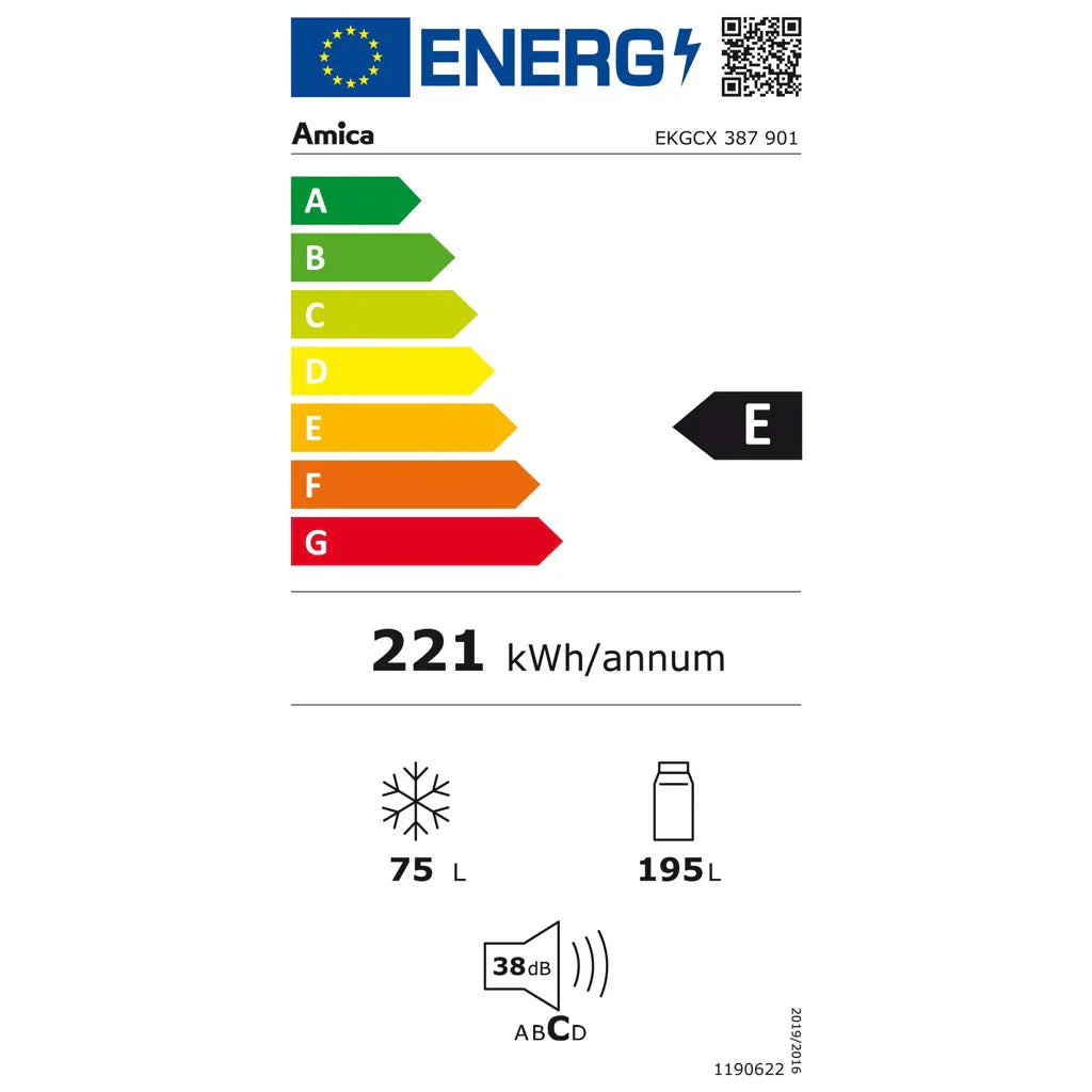 2025 Amica EKGCX 387 901 Frigorífico combi integrable con puerta fija