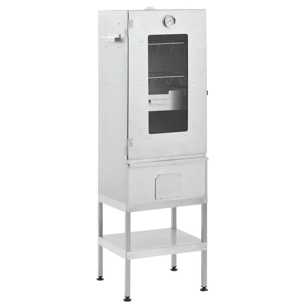 2025 Ahumador 44,5 x 29 x 83 cm con mesa 40 x 28 x 44,5 cm galvanizado – Armario para ahumar plateado