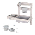 Cocina colgante de juego y barro con accesorios – Madera certificada FSC – Acabado en gris grabado