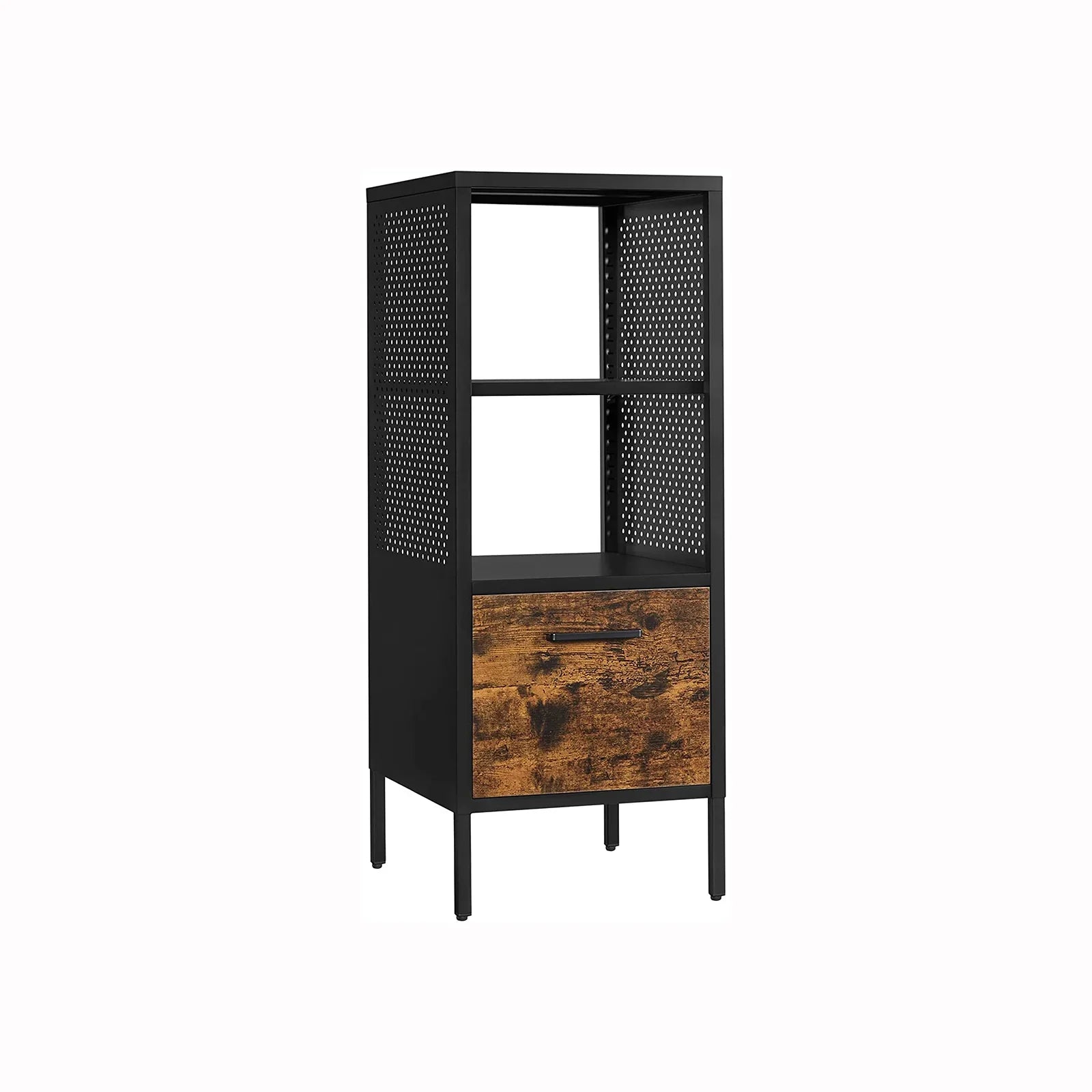 2025 Armario de oficina SONGMICS con estantes y cajón, de acero, estilo vintage marrón-negro OMC301B01