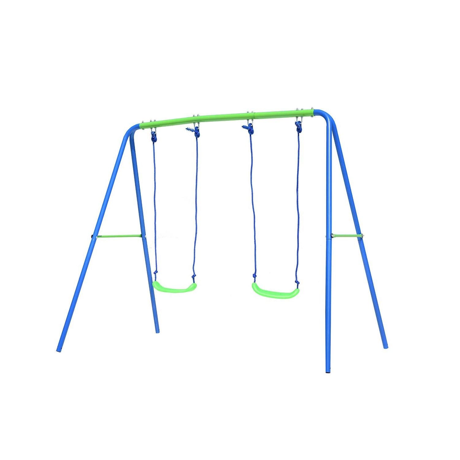 Columpio Doble Infantil Para Jardín + 3 Años Juego Para Niños De Metal Outdoor Toys 220x138x182 Cm Carga Hasta 45 Kg