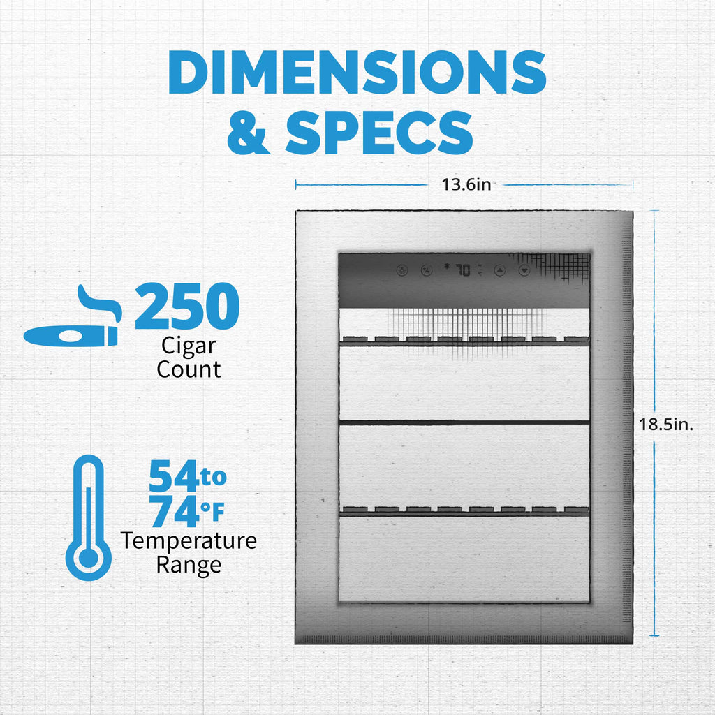 2025 Humidor eléctrico para puros Newair® con Opti-Temp™, capacidad para 250 puros