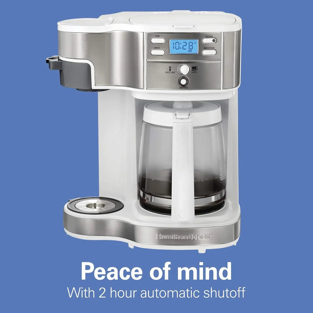 2025 Cafetera de goteo programable 2 en 1 Hamilton Beach, 12 tazas, jarra de vidrio, función pausa y sirve automática, color negro (49980R)