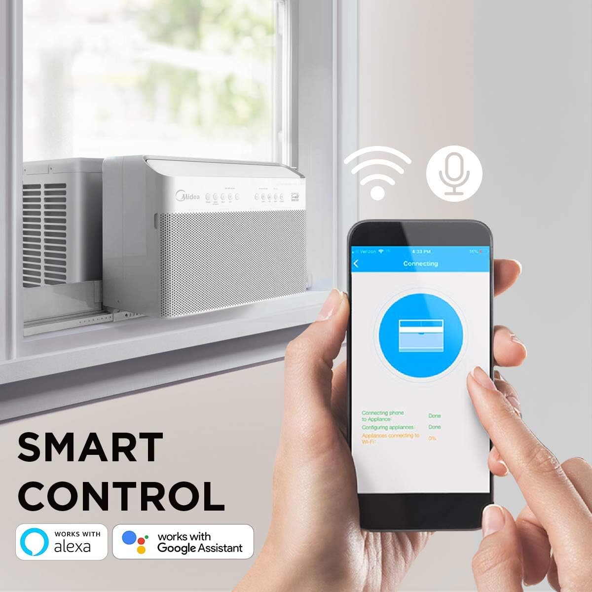 Aire Acondicionado de Ventana con Inversor en Forma de U Midea, 12,000 BTU, con Flexibilidad de Ventana Abierta, Instalación Robusta, Extremadamente Silencioso, Ahorro de Energía del 35%, Control Inteligente, Compatible con Alexa, Control Remoto, Sop