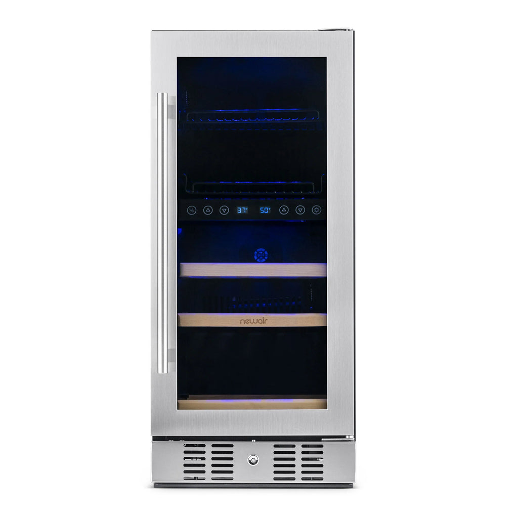 2025 Newair® Refrigerador Empotrable de Doble Zona para Bebidas – 48 Latas y 9 Botellas – 15 Pulgadas