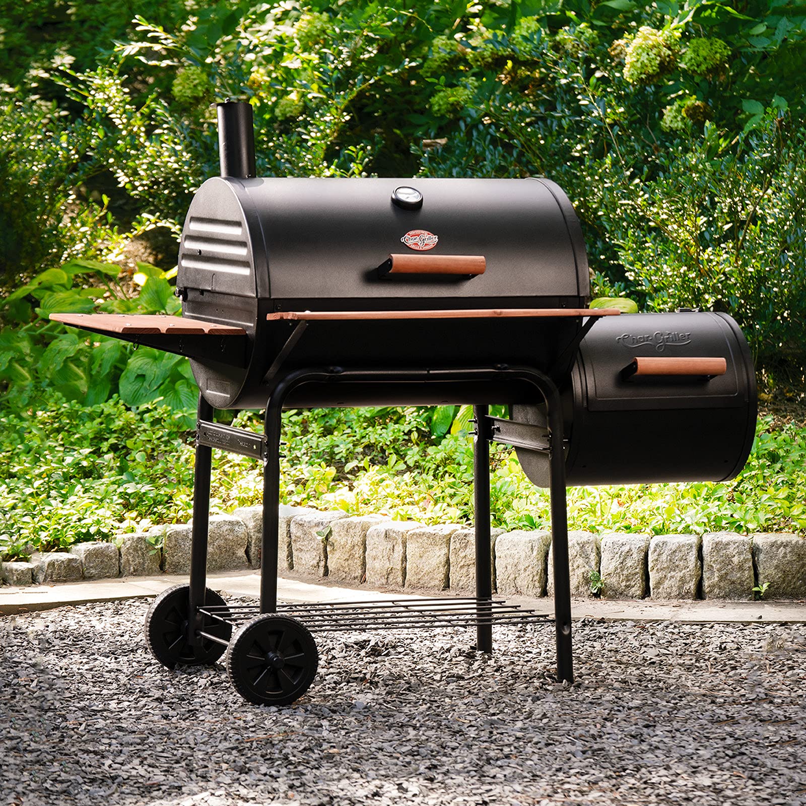 2025 Char-Griller 1224 Smokin Square Parrilla de Carbón y Ahumador Offset