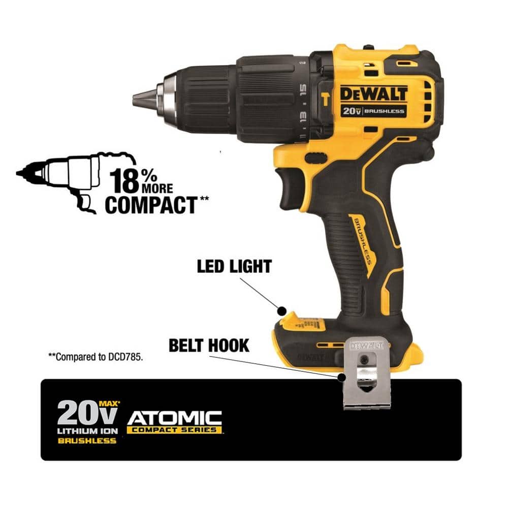ATOMIC Kit Combo Inalámbrico sin Escobillas de 20V MAX con (2) Baterías de 1.5Ah, Cargador y Bolsa – Modelo DCK224C2
