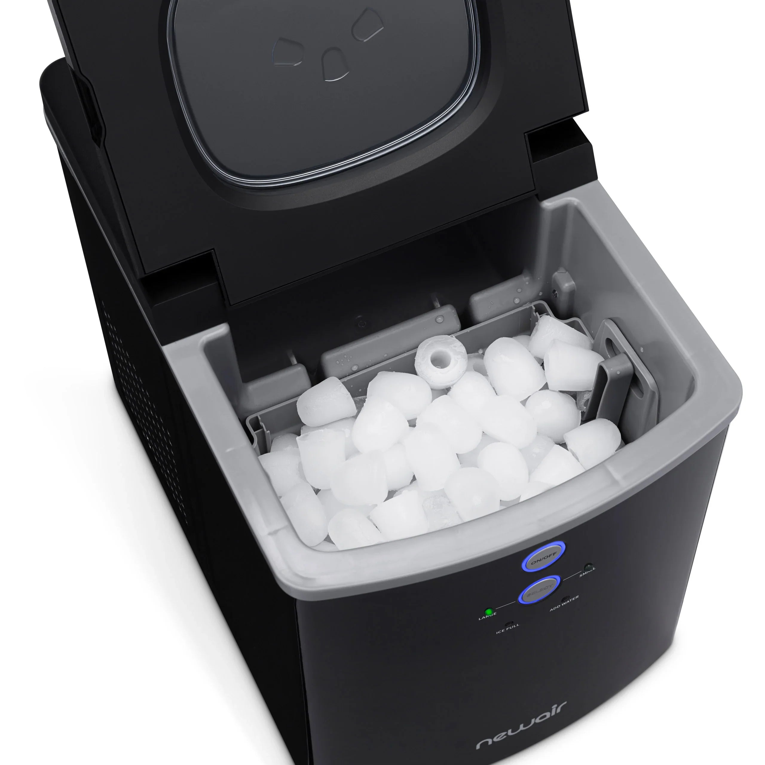 2025 Máquina de hielo de mostrador Newair® – Cubitos en forma de bola, 15 kg/día – Negro