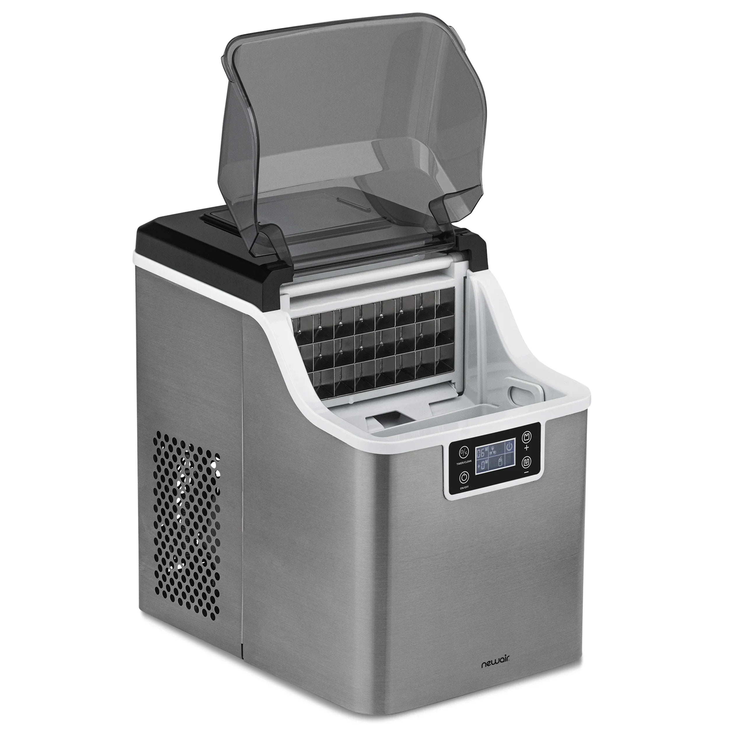 2025 Máquina de hielo de mostrador Newair® – Hielo transparente, 20 kg/día – Acero inoxidable