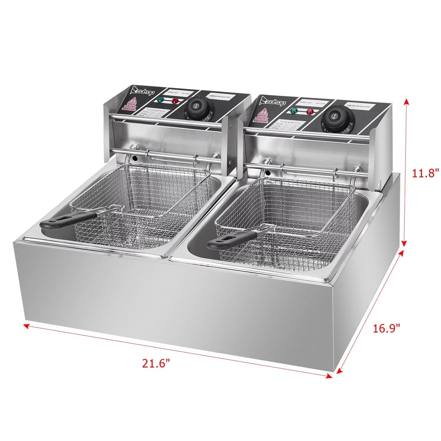 Freidora profesional de acero inoxidable SalonMore de 5000 W, capacidad de 12,7 cuartos con cesta extraíble