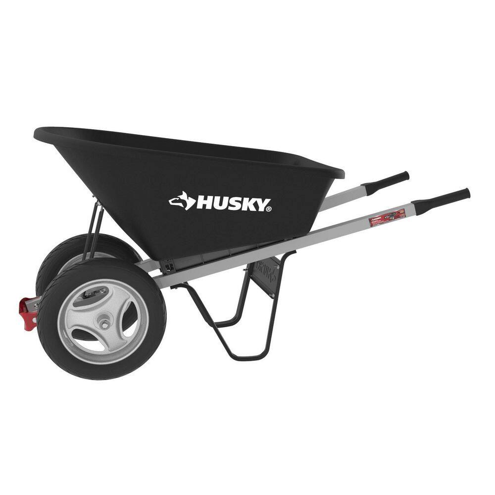 Carretilla Husky de 6 pies cúbicos con Doble Rueda – Cubeta de Polipropileno
