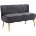 Sofá moderno de lino para 2 plazas, sofá compacto con acolchado y patas de madera, gris