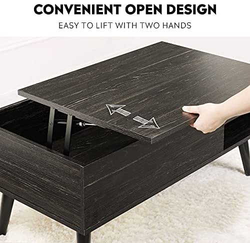 Mesa de Centro WLIVE con Tapa Elevable, Compartimento Oculto y Estante de Almacenamiento Ajustable