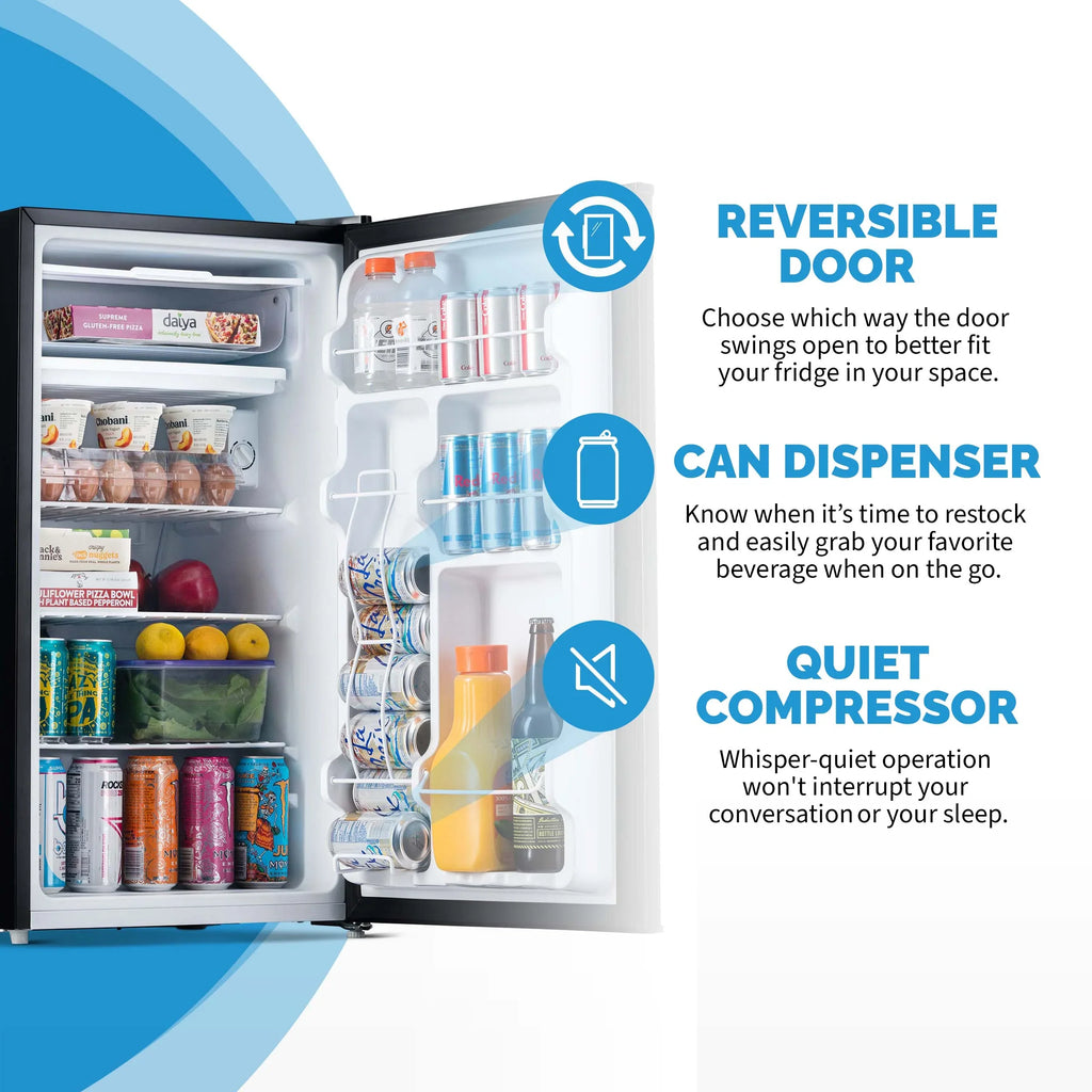 2025 Newair® Mini refrigerador compacto con congelador, 3,3 pies cúbicos – Negro