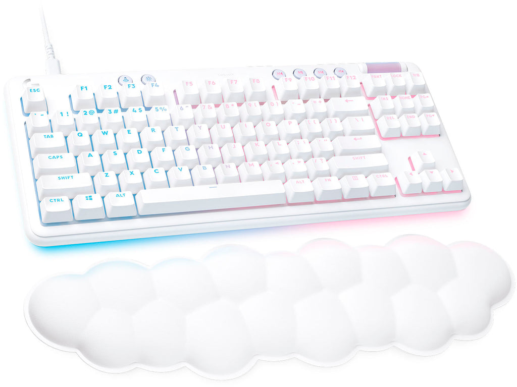 Logitech - G713 Colección Aurora TKL Teclado Mecánico para Juegos con Cable con Interruptores Lineales para PC/Mac con Reposamuñecas Incluido - Blanco Niebla