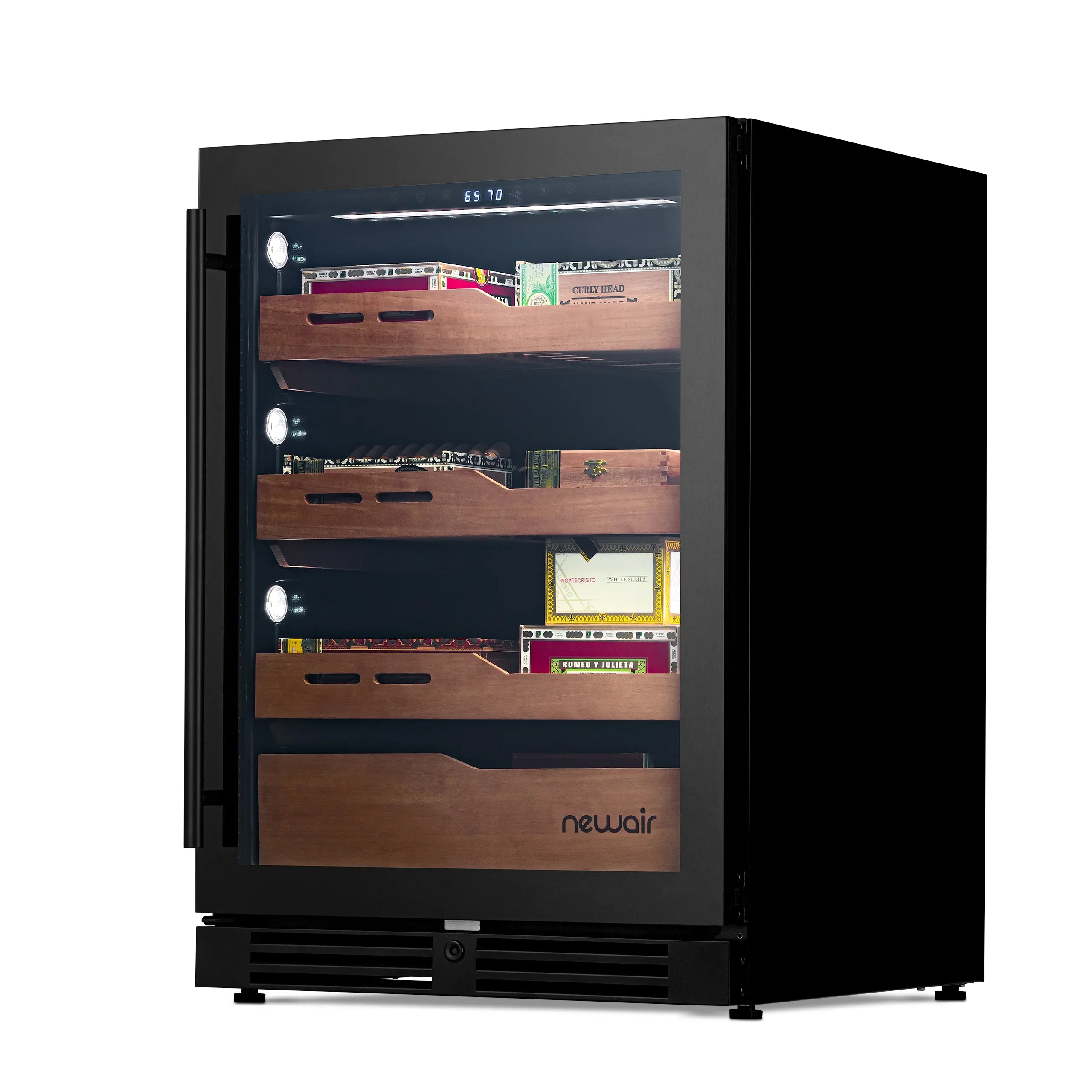 2025 Humidor eléctrico para puros Newair®, capacidad para 1,500 puros, empotrable o independiente