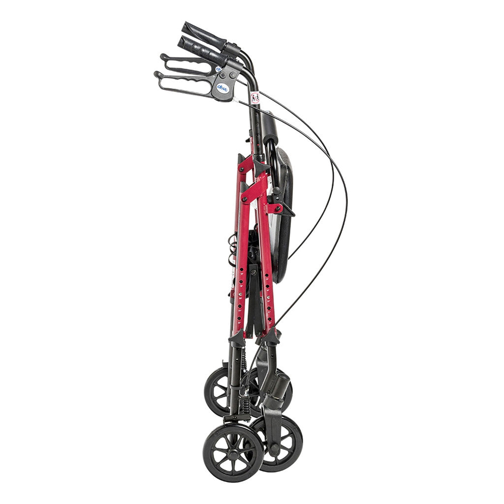 2025 Andador de altura ajustable en aluminio con ruedas de 15 cm, rojo – Drive Medical