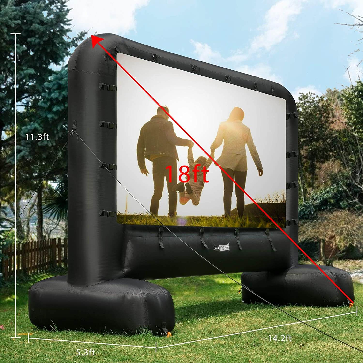 2025 Pantalla Inflable de Cine Gigante de 14-17 Pies para Proyección Frontal y Trasera – Ideal para Exteriores