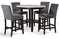 2025 New Classic Furniture Celeste Set de Comedor de 5 Piezas con Mesa Redonda de Mármol Sintético y 4 Sillas, 42 Pulgadas, Gris