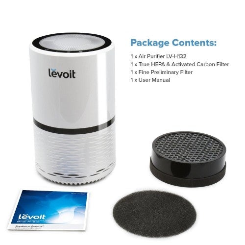 Purificador de Aire LEVOIT para Hogares con Fumadores, Alergias y Pelo de Mascotas, Filtro HEPA Verdadero, Silencioso para Dormitorio, Sistema de Filtración y Eliminadores de Olores, Humo, Polvo, Moho, Luz Nocturna, LV-H132, Paquete de 2