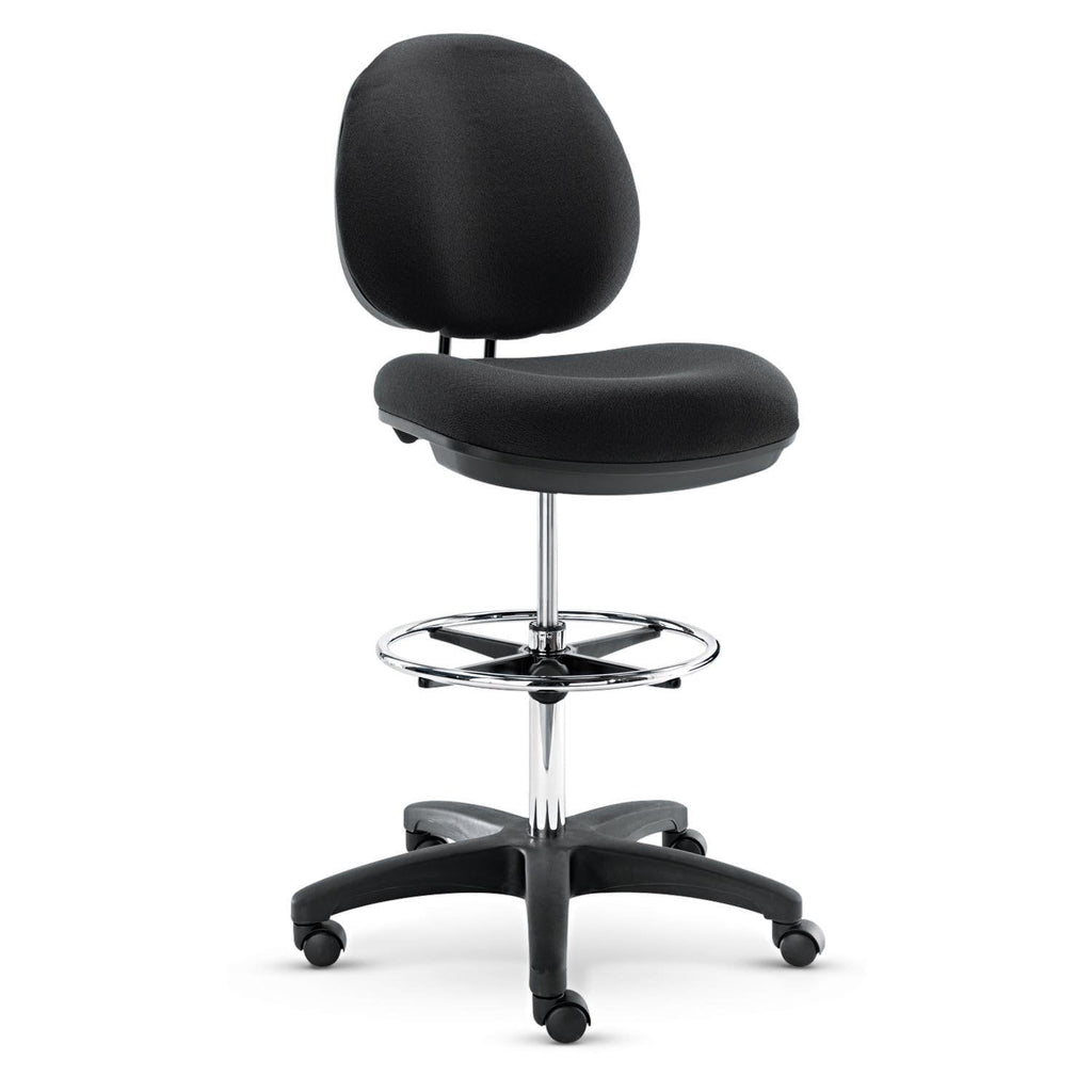2025 Taburete de Trabajo Giratorio Alera Interval Series de Cuero Sintético, Negro