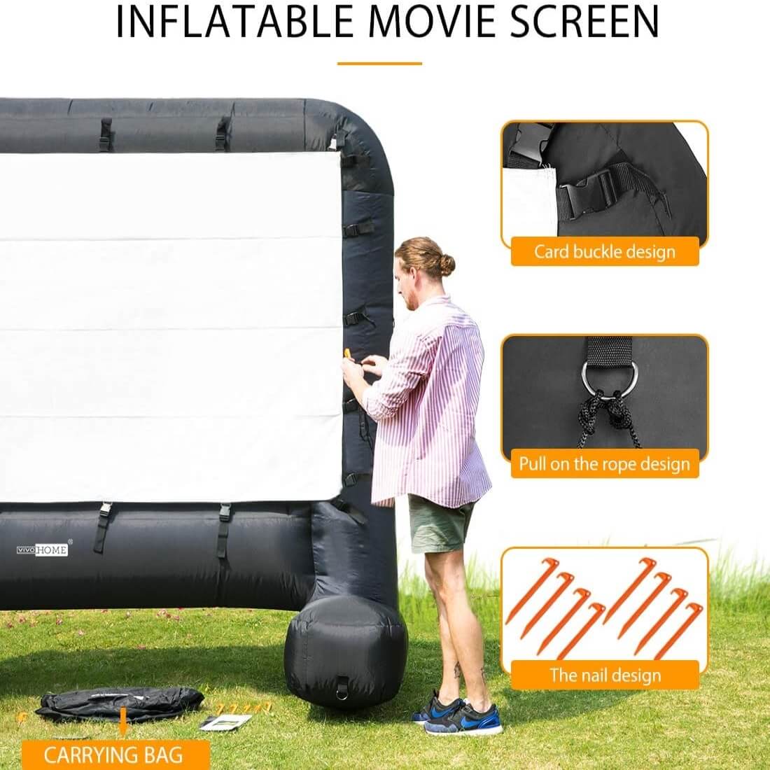 2025 Pantalla Inflable de Cine Gigante de 14-17 Pies para Proyección Frontal y Trasera – Ideal para Exteriores